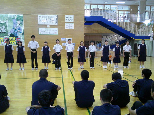 全県総体・県吹奏楽コンクール激励会の様子1